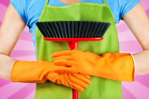 Inspector assessing carpet cleaning results after a complaint
