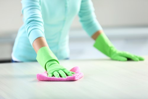 Trained Southgate carpet cleaners handling equipment with care